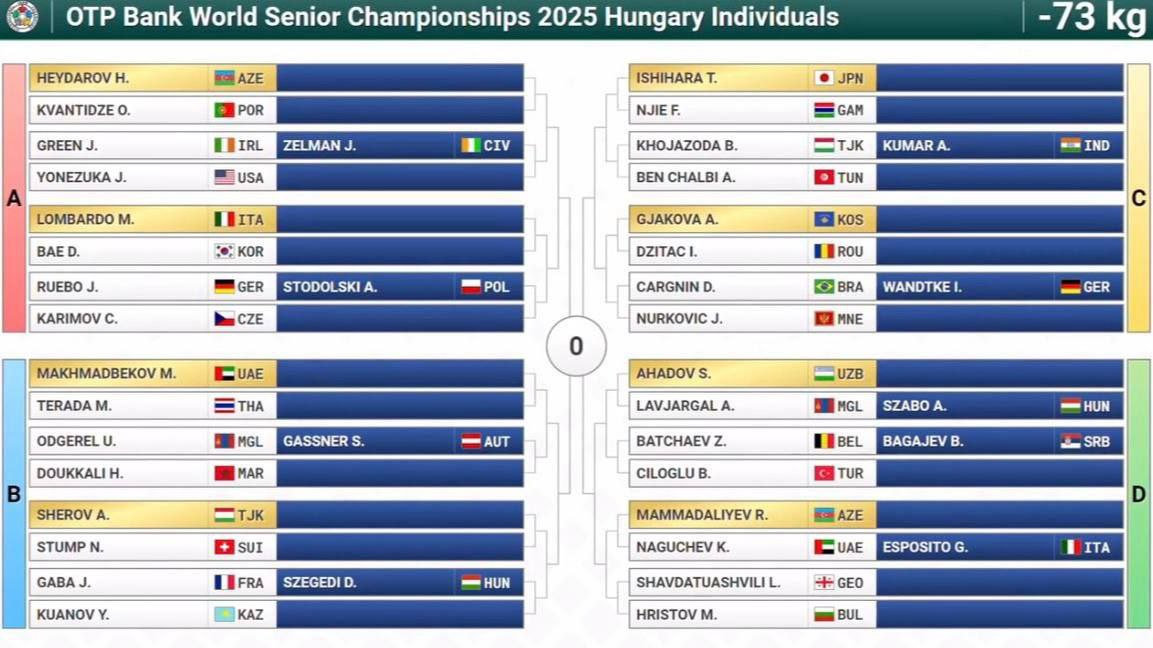 Жеребьевка ЧМ 2025 по дзюдо, 73 кг